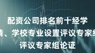 配资公司排名前十经学院申请、学校专业设置评议专家组论证